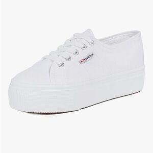 Superga White Canvas Platform Sneaker
